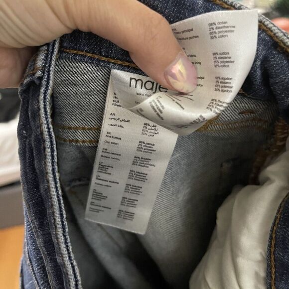 Maje Jeans Blue Fray hem denim jeans Slim Straight size XS US 0 - Picture 5 of 7